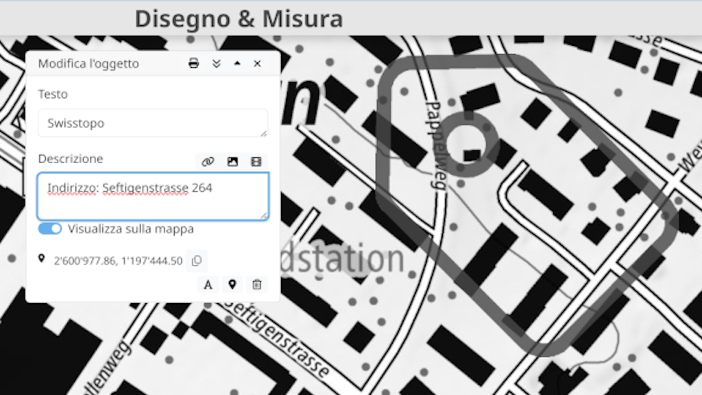 Visualizzazione delle descrizioni in un disegno