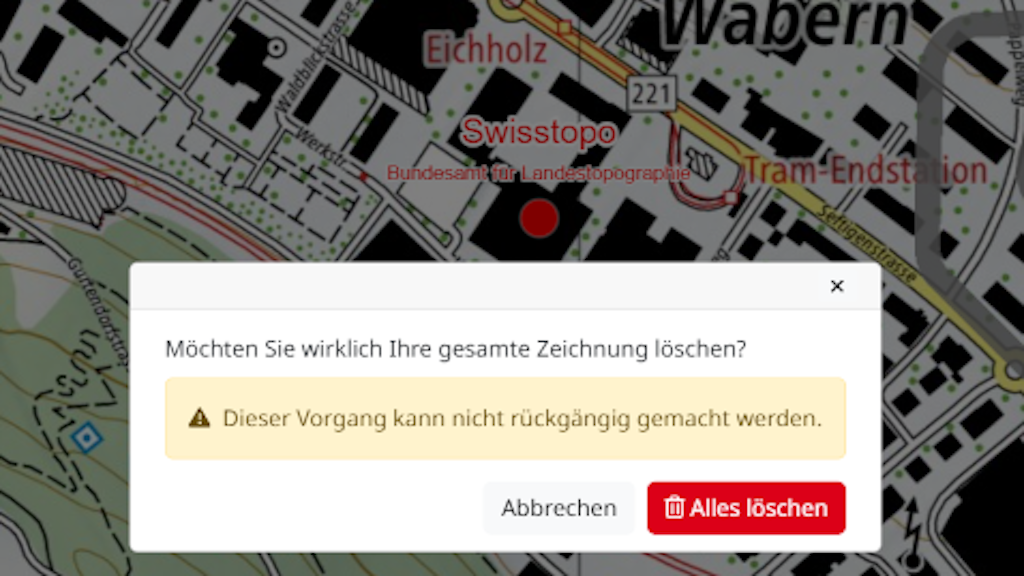 Warning message when deleting the drawing
