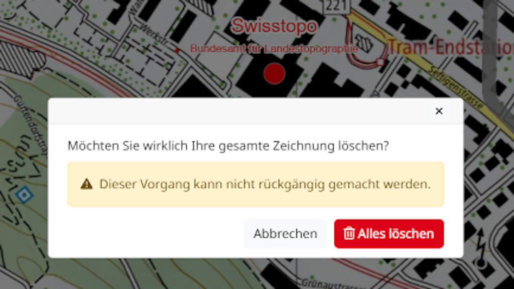 Warnmeldung beim Löschen der Zeichnung