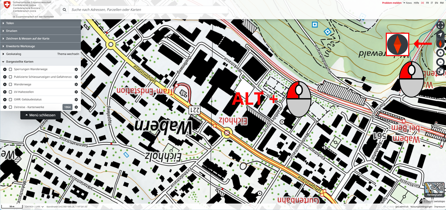 Wie dreht man die Kartenansicht