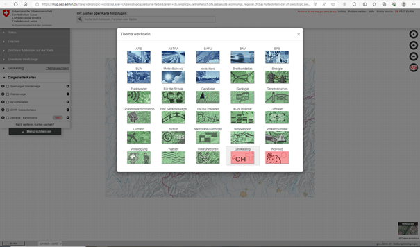 Georessources Topic in map.geo.admin.ch