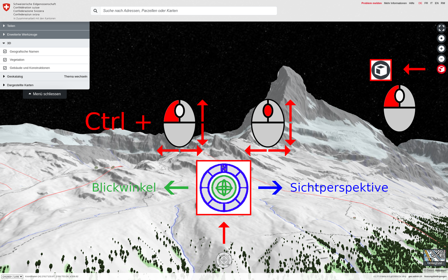 Funktionen der 3D Ansicht