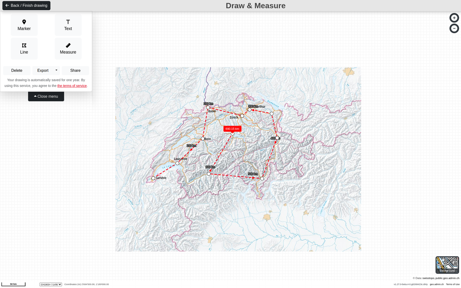 Distance between points