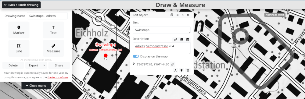 Show descriptions in a drawing