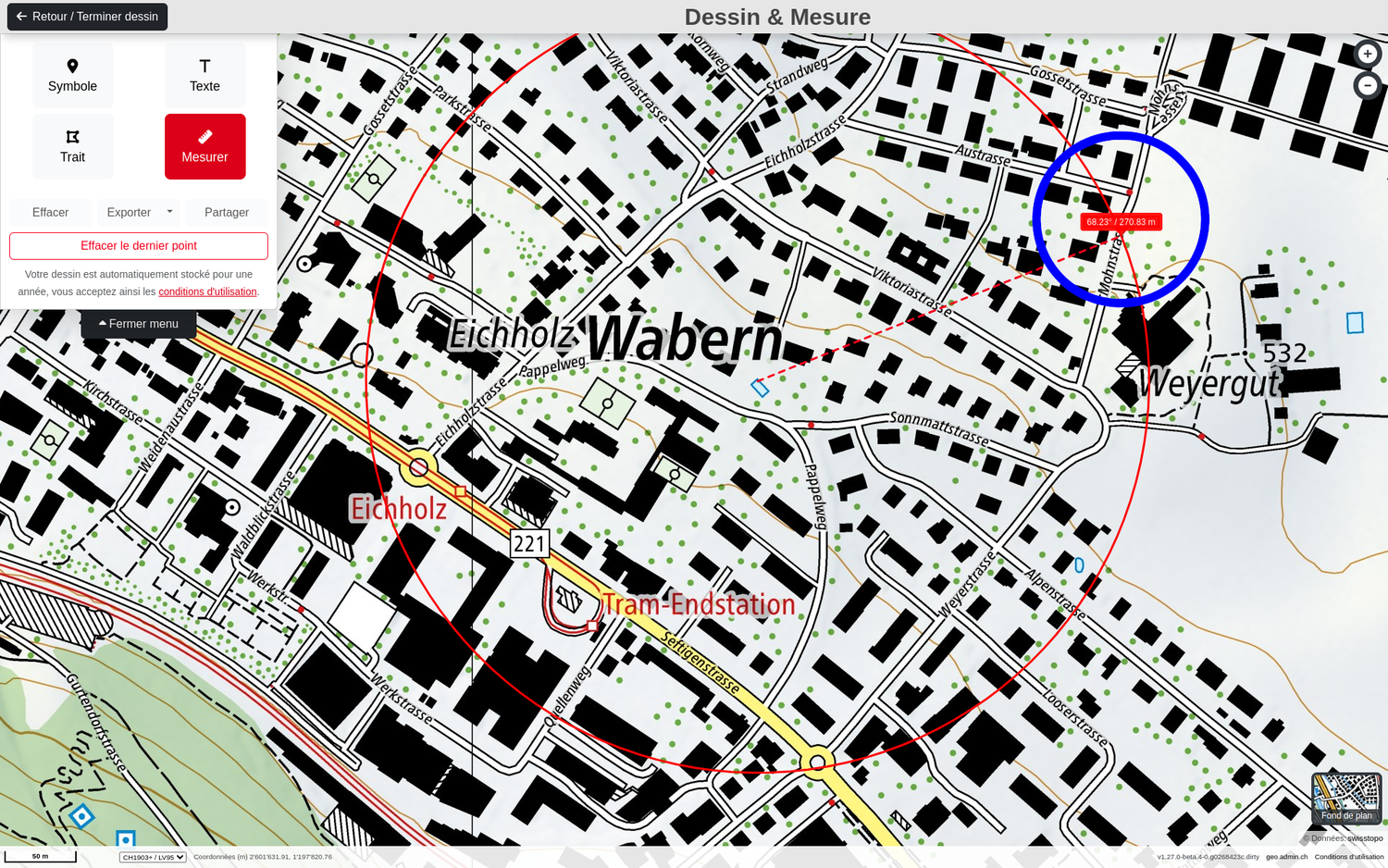 Azimut et distance entre deux points