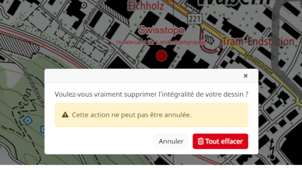 Message d'avertissement lors de la suppression du dessin