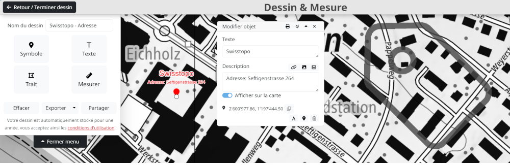 Afficher les descriptions dans un dessin