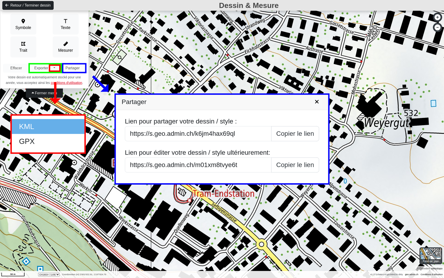 Partager et exporter un dessin