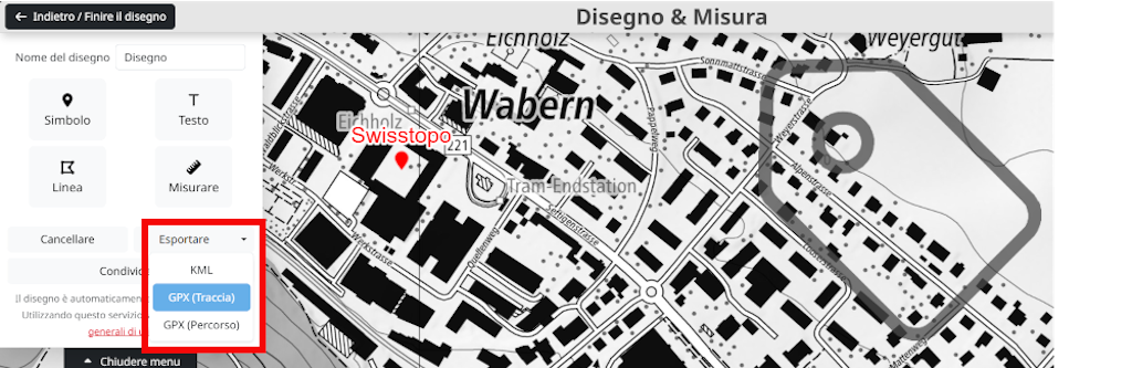 Esportazione in GPX Tracciato (trk) o Percorso (rte)