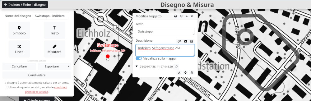 Visualizzazione delle descrizioni in un disegno